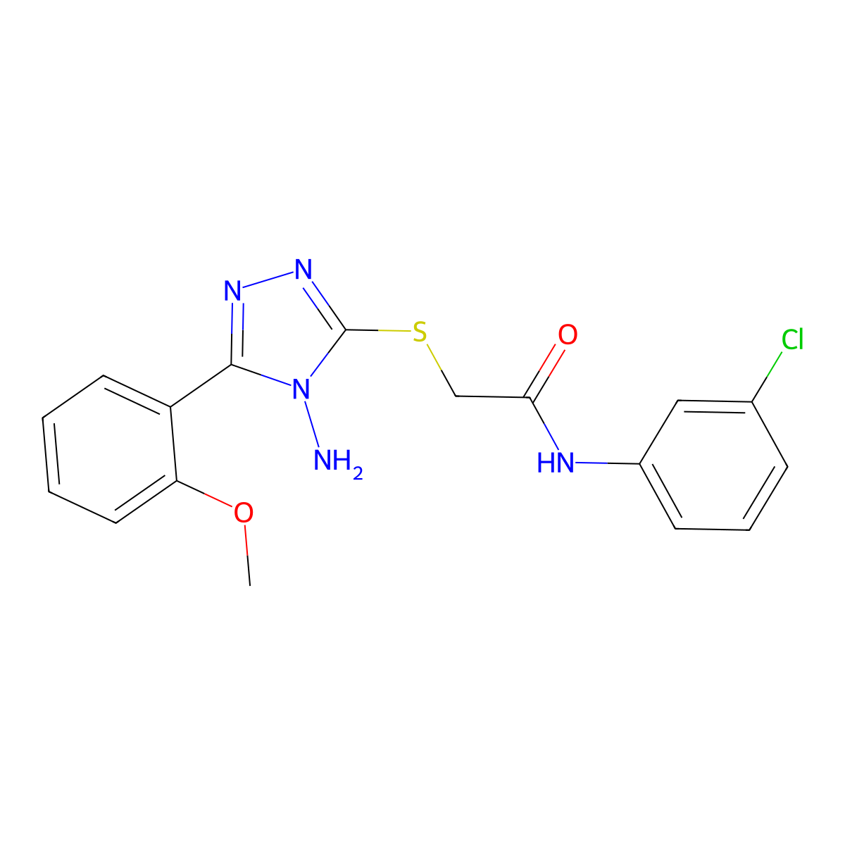 2-[[4-amino-5-(2-methoxyphenyl)-1,2,4-triazol-3-yl]sulfanyl]-N-(3-chlorophenyl)acetamide molecular structure, CAS 733787-76-3