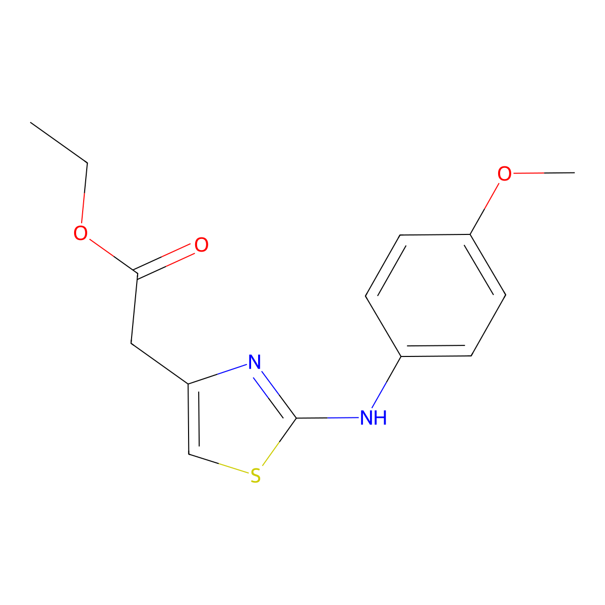 Ethyl 2-(4-(4-methoxyphenylamino)-3,5-thiazolyl)acetate molecular structure, CAS 733790-03-9