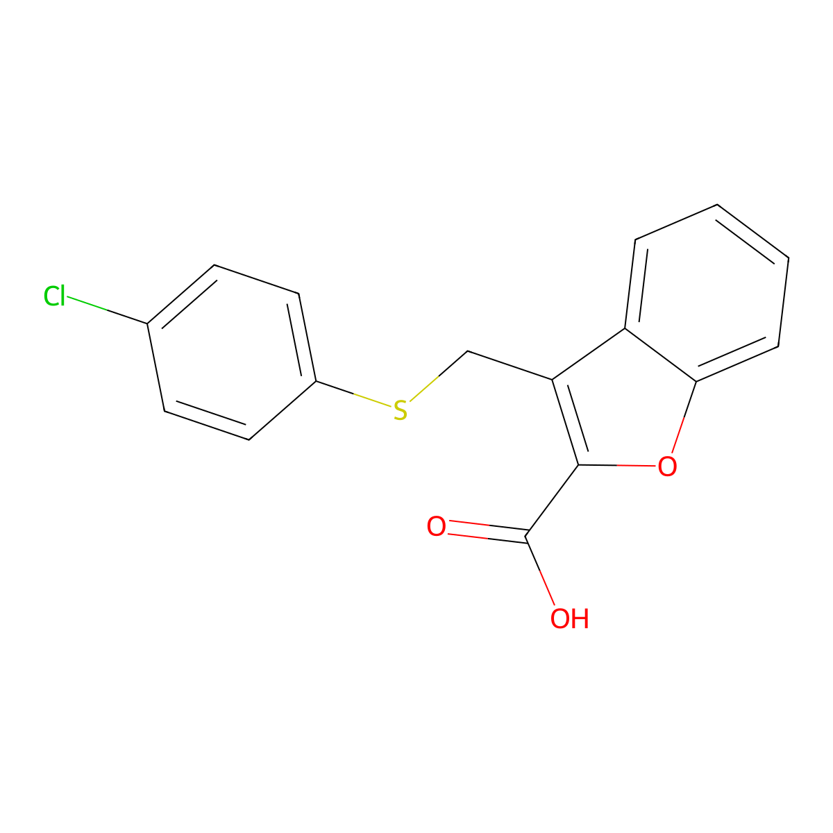 3-{[(4-Chlorophenyl)sulfanyl]methyl}-1-benzofuran-2-carboxylic acid molecular structure, CAS 733790-56-2
