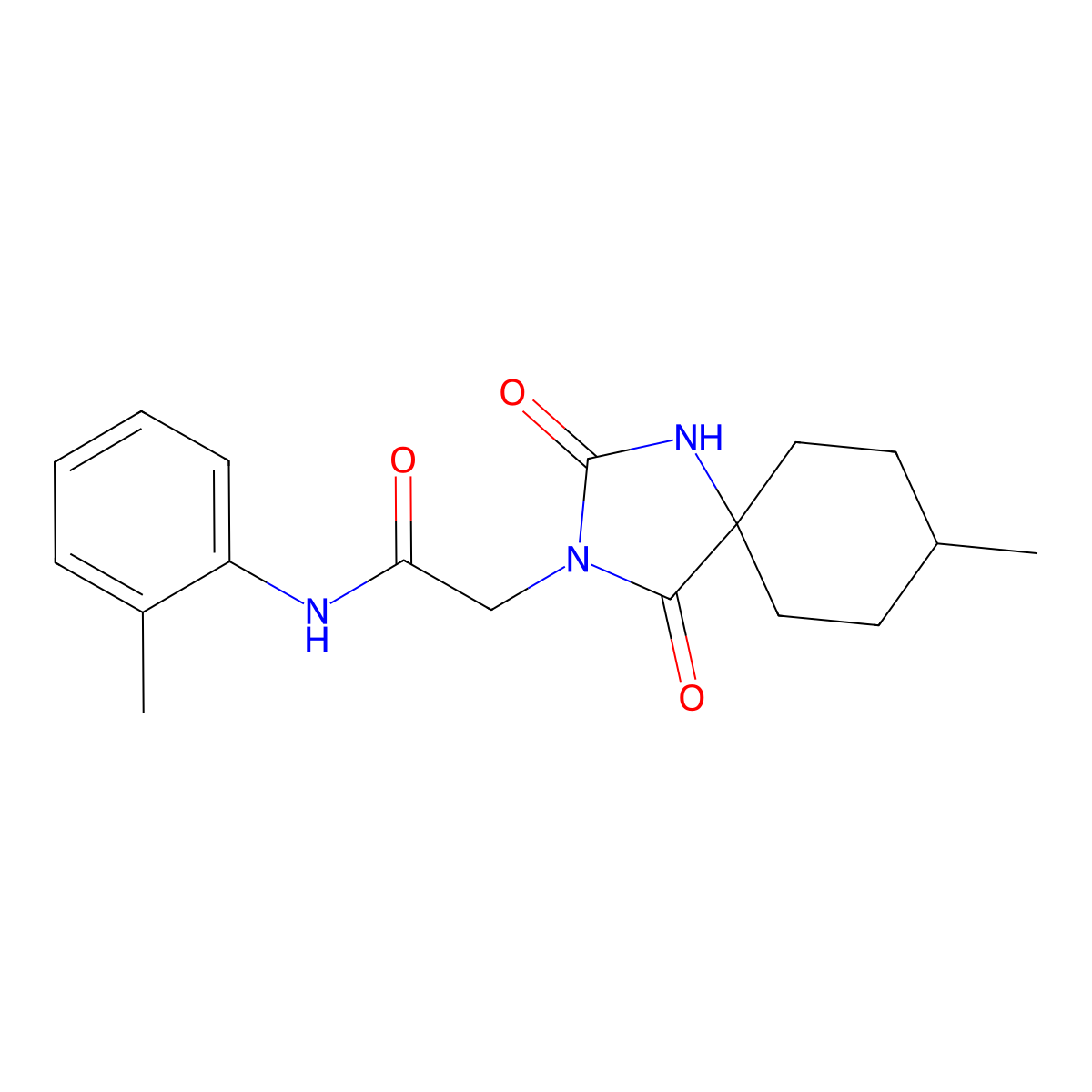 2-{8-Methyl-2,4-dioxo-1,3-diazaspiro[4.5]decan-3-YL}-N-(2-methylphenyl)acetamide molecular structure, CAS 733791-12-3