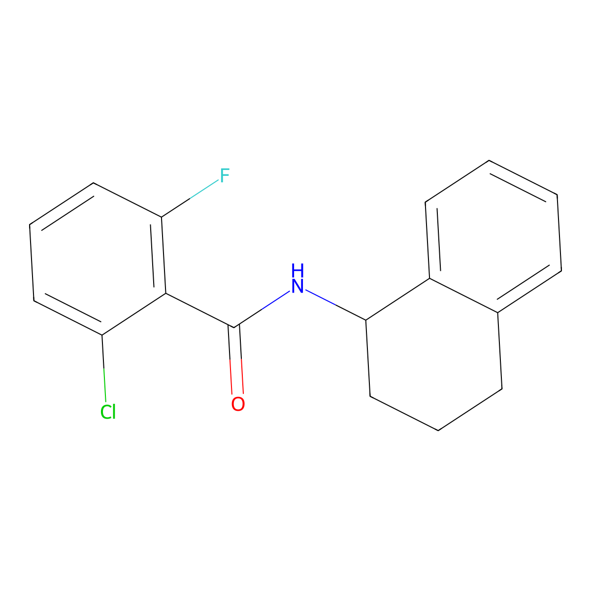 2-chloro-6-fluoro-N-(1,2,3,4-tetrahydronaphthalen-1-yl)benzamide molecular structure, CAS 733793-23-2