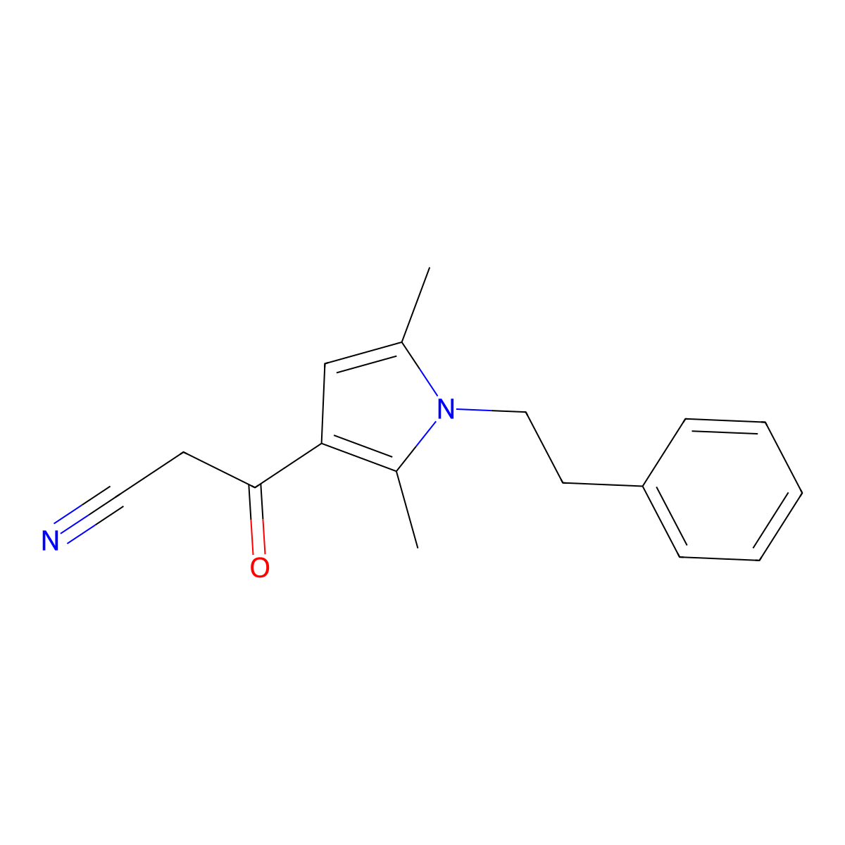 3-[2,5-dimethyl-1-(2-phenylethyl)-1H-pyrrol-3-yl]-3-oxopropanenitrile molecular structure, CAS 733794-44-0