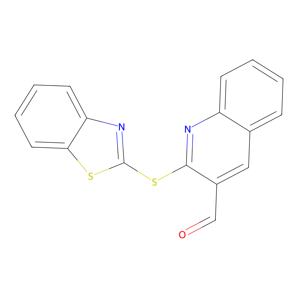 2-(1,3-Benzothiazol-2-ylsulfanyl)quinoline-3-carbaldehyde molecular structure, CAS 733794-82-6