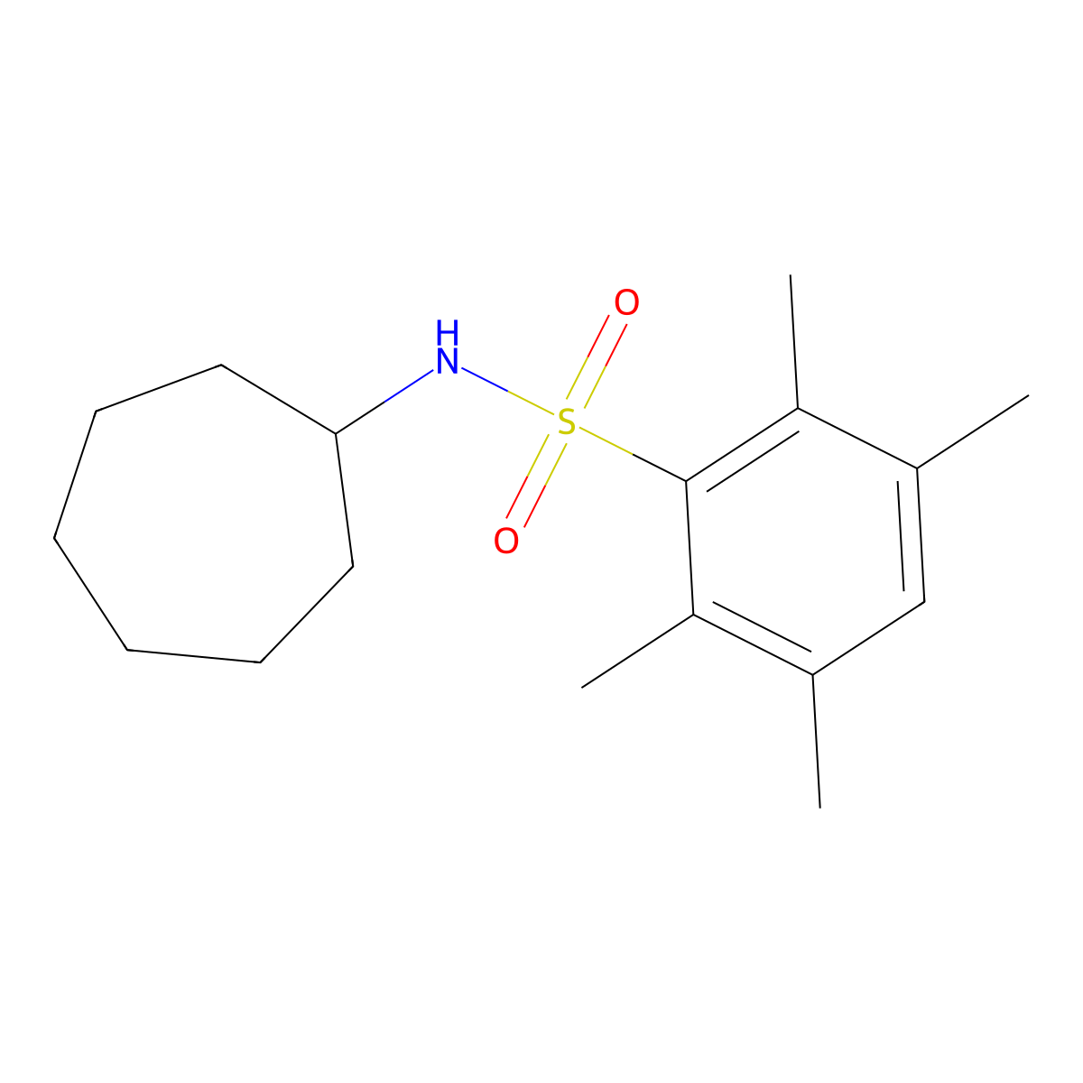 N-cycloheptyl-2,3,5,6-tetramethylbenzenesulfonamide molecular structure, CAS 733795-25-0