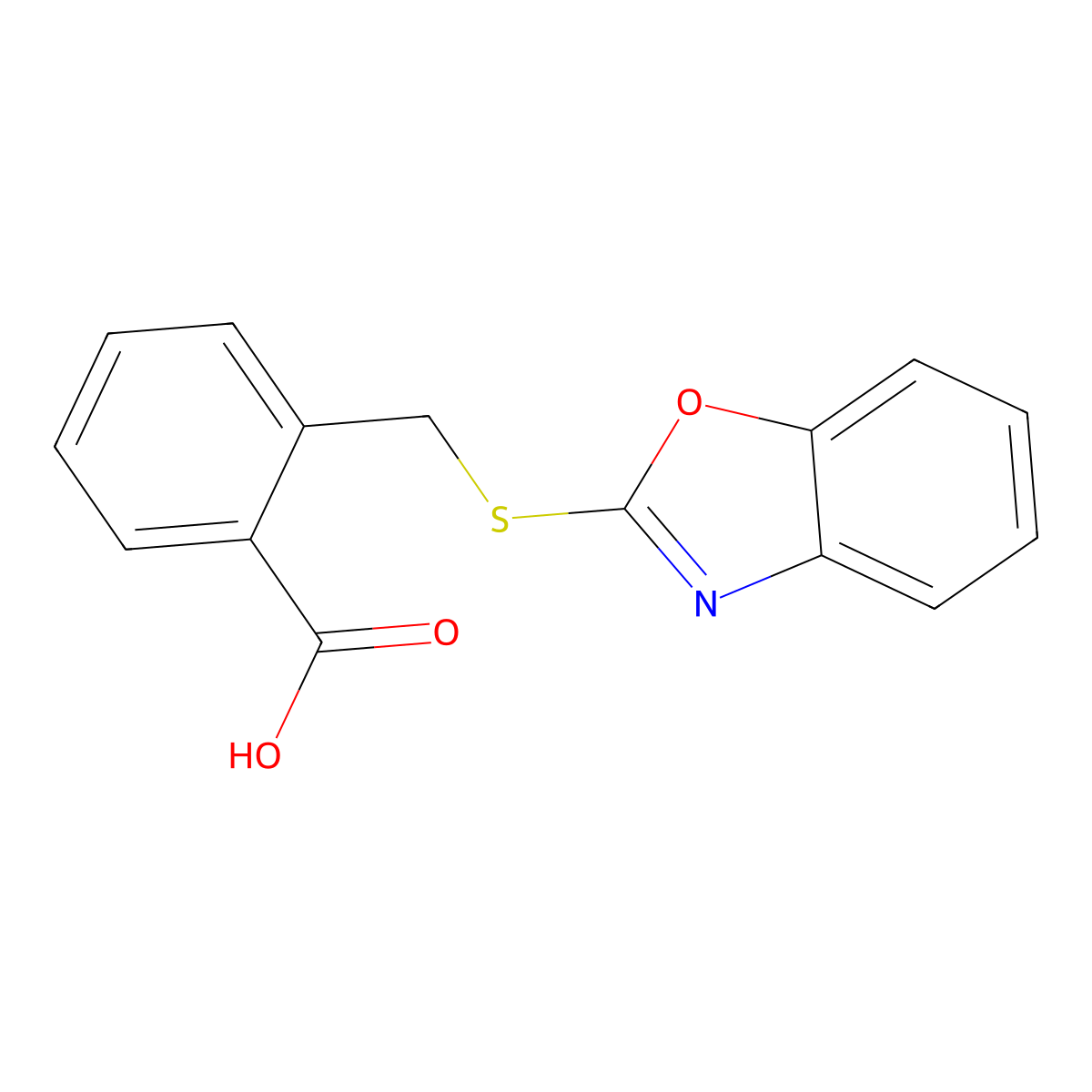 2-[(1,3-Benzoxazol-2-ylsulfanyl)methyl]benzoic acid molecular structure, CAS 733795-46-5