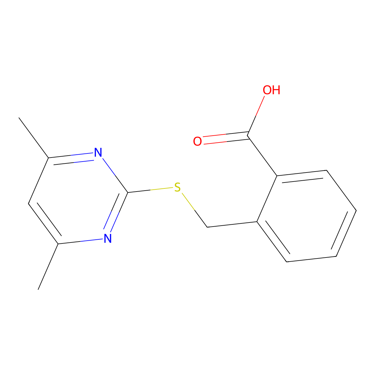 2-{[(4,6-Dimethylpyrimidin-2-yl)sulfanyl]methyl}benzoic acid molecular structure, CAS 733795-51-2