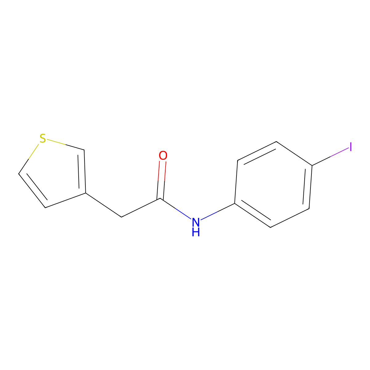N-(4-iodophenyl)-2-(thiophen-3-yl)acetamide molecular structure, CAS 733795-97-6