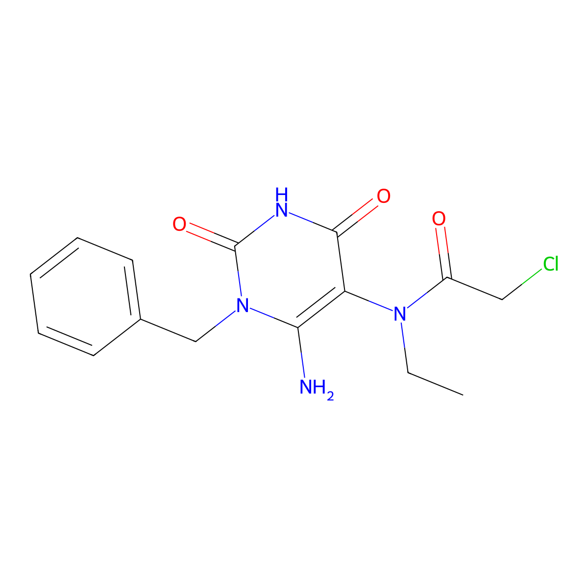 N-(6-amino-1-benzyl-2,4-dioxo-1,2,3,4-tetrahydropyrimidin-5-yl)-2-chloro-N-ethylacetamide molecular structure, CAS 733796-07-1