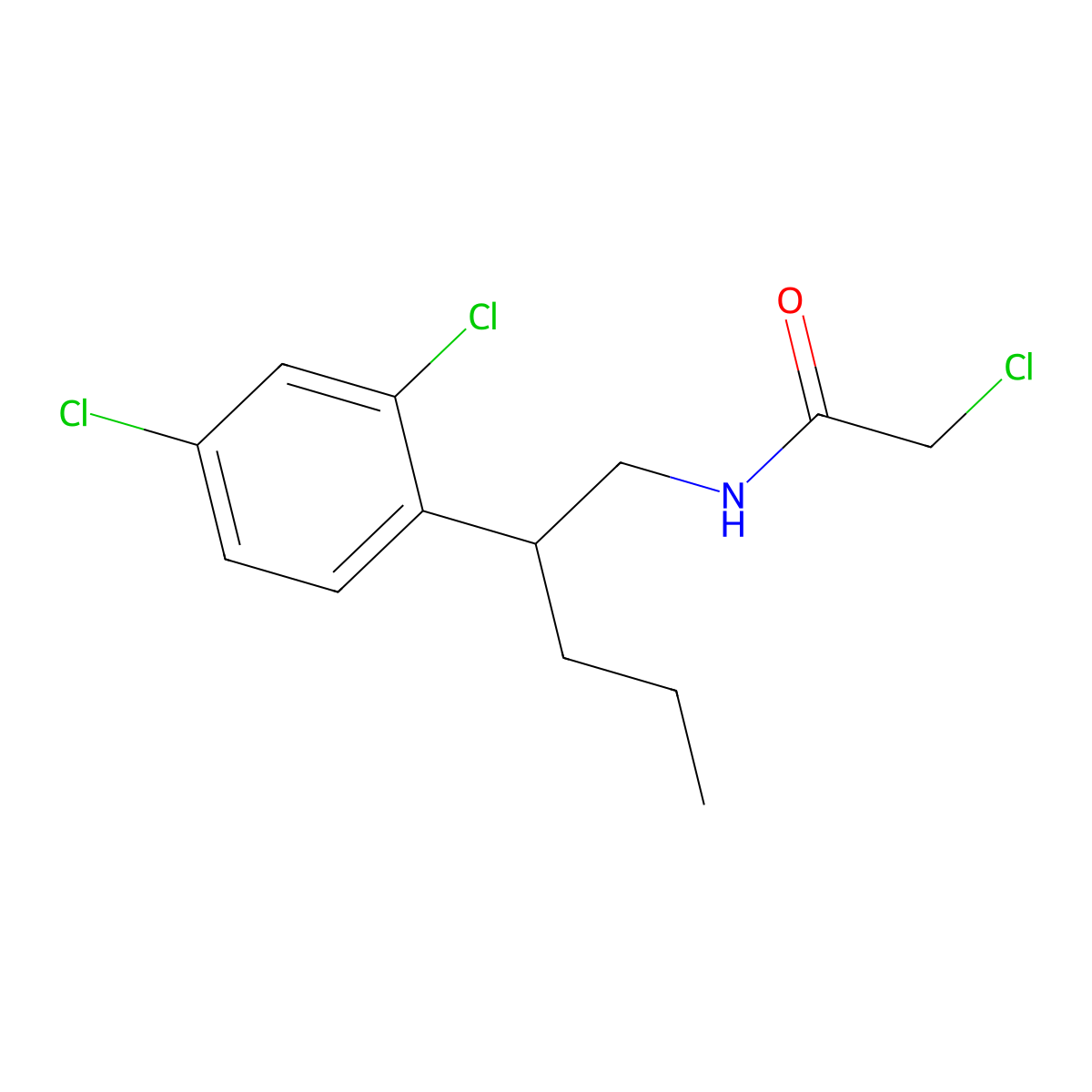 2-chloro-N-(2-(2,4-dichlorophenyl)pentyl)acetamide molecular structure, CAS 733796-09-3