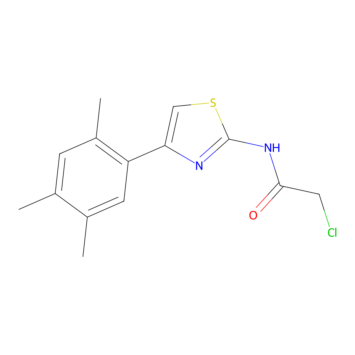 2-chloro-N-[4-(2,4,5-trimethylphenyl)-1,3-thiazol-2-yl]acetamide molecular structure, CAS 733796-12-8