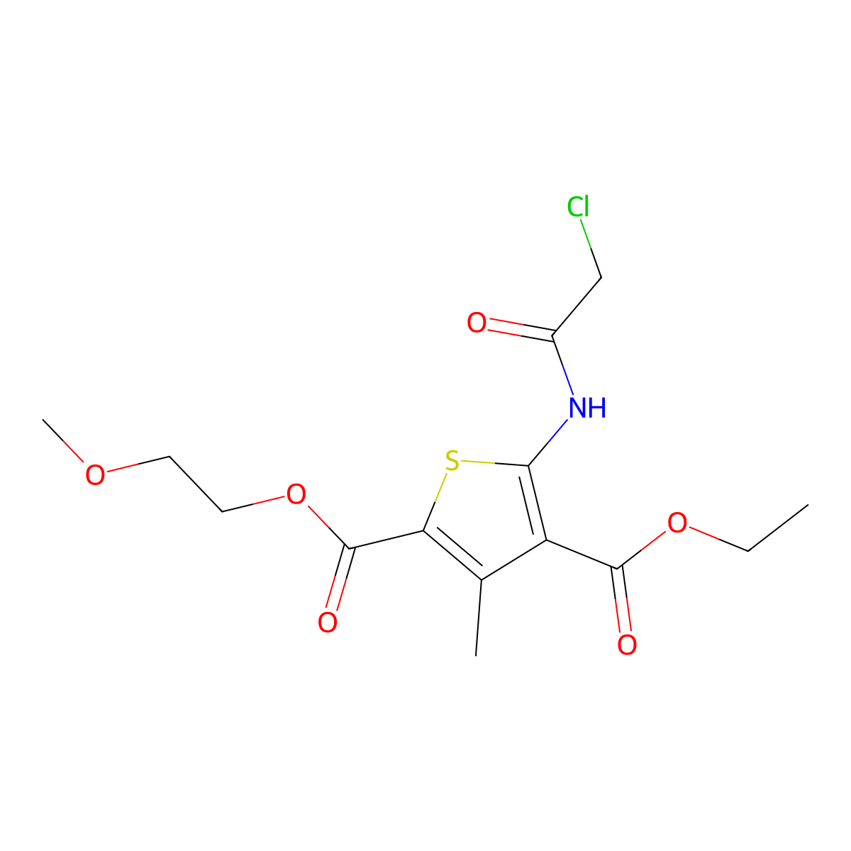 4-Ethyl 2-(2-methoxyethyl) 5-(2-chloroacetamido)-3-methylthiophene-2,4-dicarboxylate molecular structure, CAS 733796-15-1