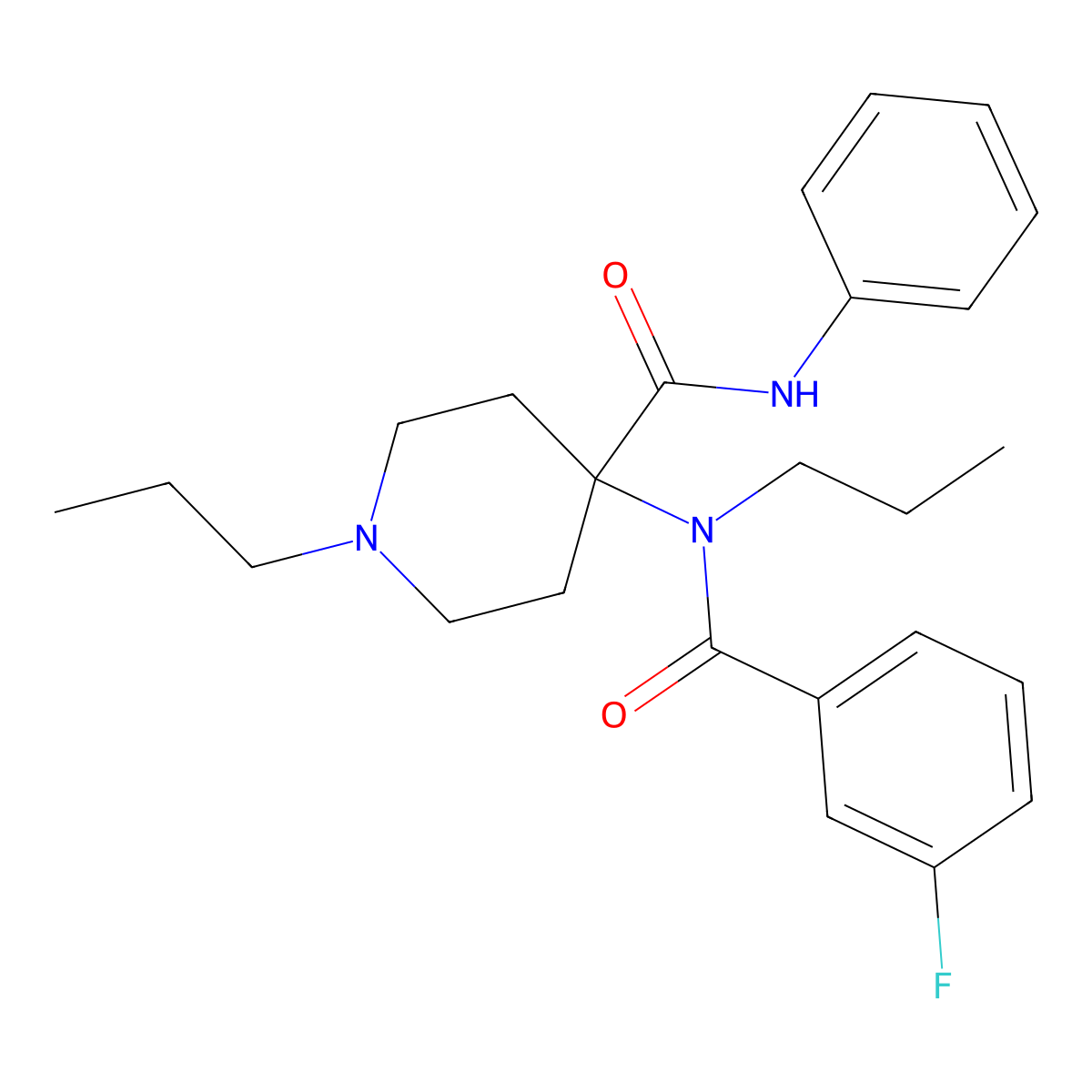 N-phenyl-1-propyl-4-(N-propyl3-fluorobenzamido)piperidine-4-carboxamide molecular structure, CAS 733796-82-2