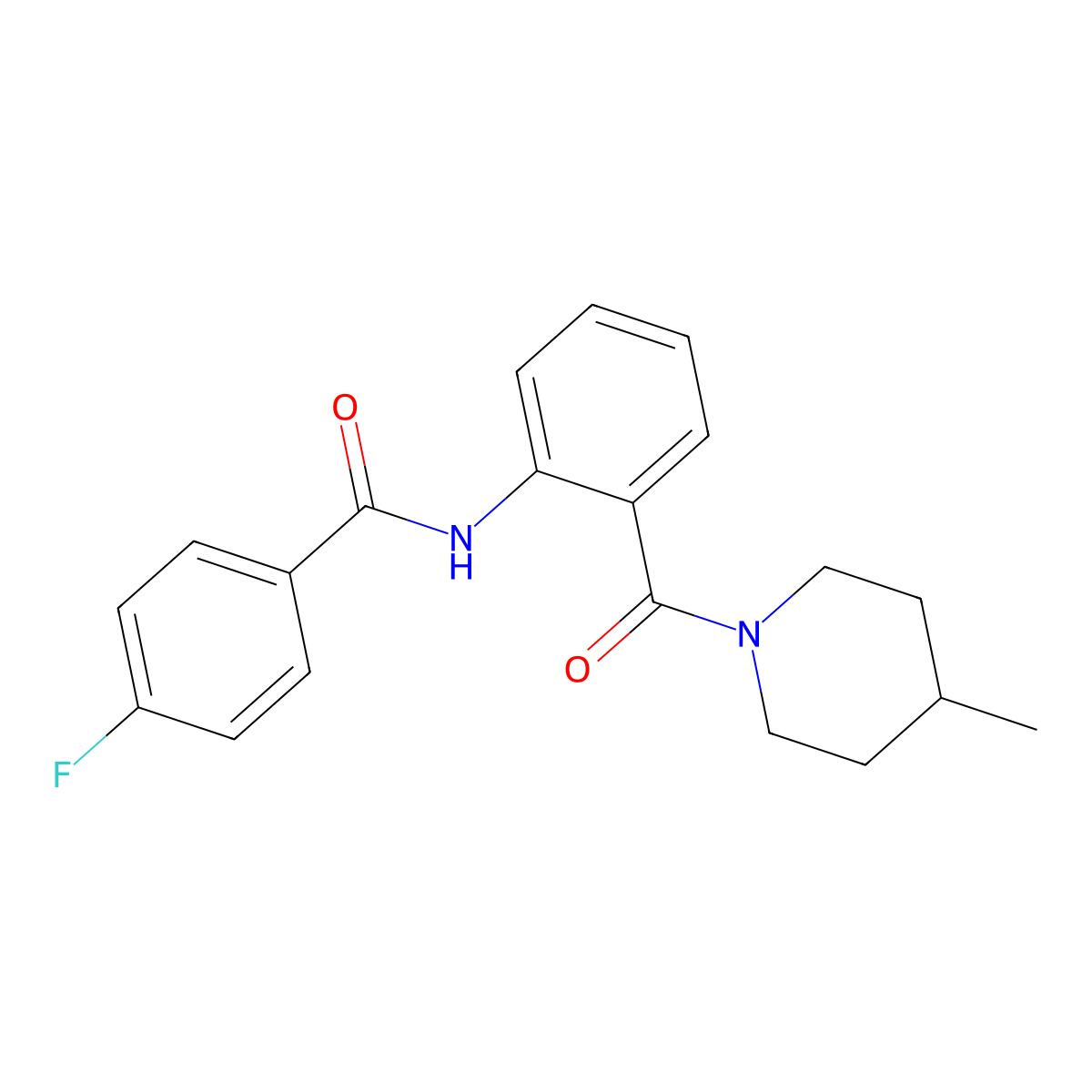 4-fluoro-N-[2-(4-methylpiperidine-1-carbonyl)phenyl]benzamide molecular structure, CAS 733797-98-3