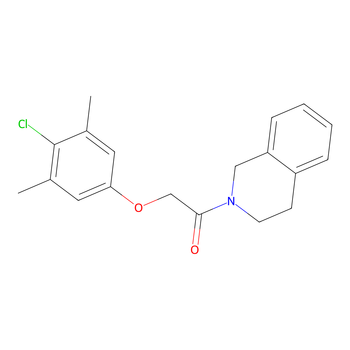 2-(4-chloro-3,5-dimethylphenoxy)-1-(3,4-dihydro-1H-isoquinolin-2-yl)ethanone molecular structure, CAS 733799-15-0