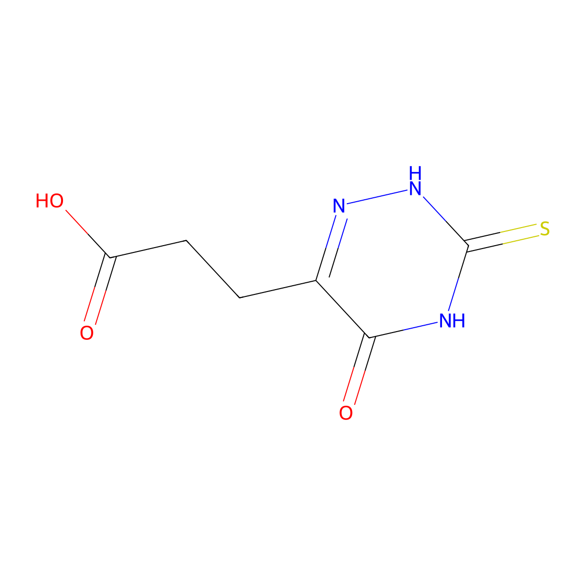 3-(5-Oxo-3-sulfanyl-4,5-dihydro-1,2,4-triazin-6-yl)propanoic acid molecular structure, CAS 7338-78-5