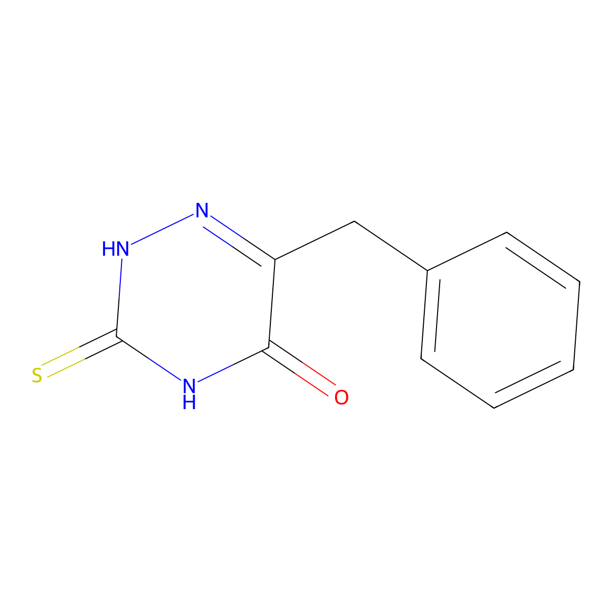 3,4-Dihydro-6-(phenylmethyl)-3-thioxo-1,2,4-triazin-5(2H)-one molecular structure, CAS 7338-80-9