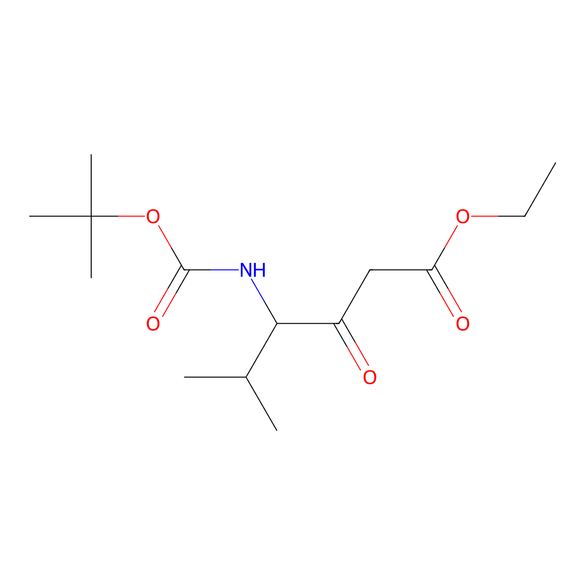 Ethyl 4-((tert-butoxycarbonyl)amino)-5-methyl-3-oxohexanoate molecular structure, CAS 733803-23-1