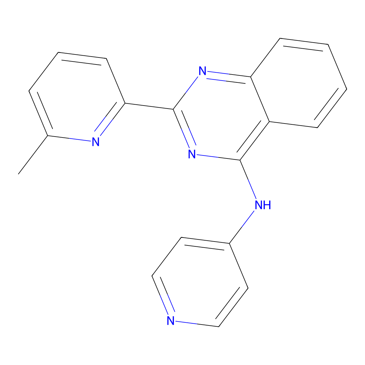 2-(6-methylpyridin-2-yl)-N-(pyridin-4-yl)quinazolin-4-amine molecular structure, CAS 733806-89-8