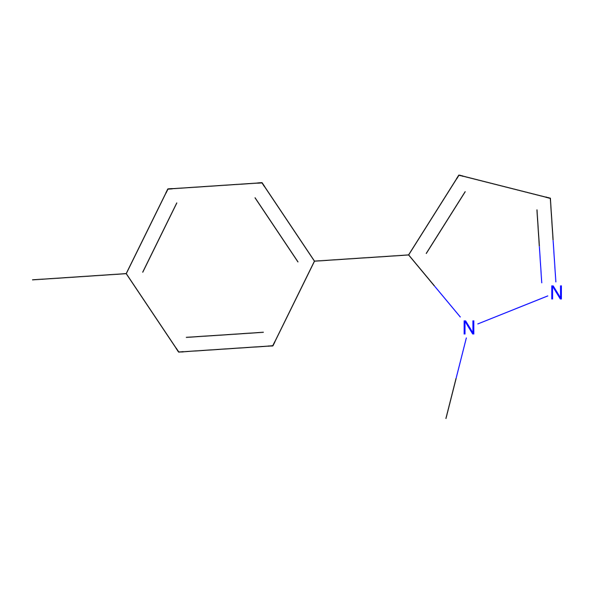 1-Methyl-5-(4-methylphenyl)-1H-pyrazole molecular structure, CAS 73387-56-1