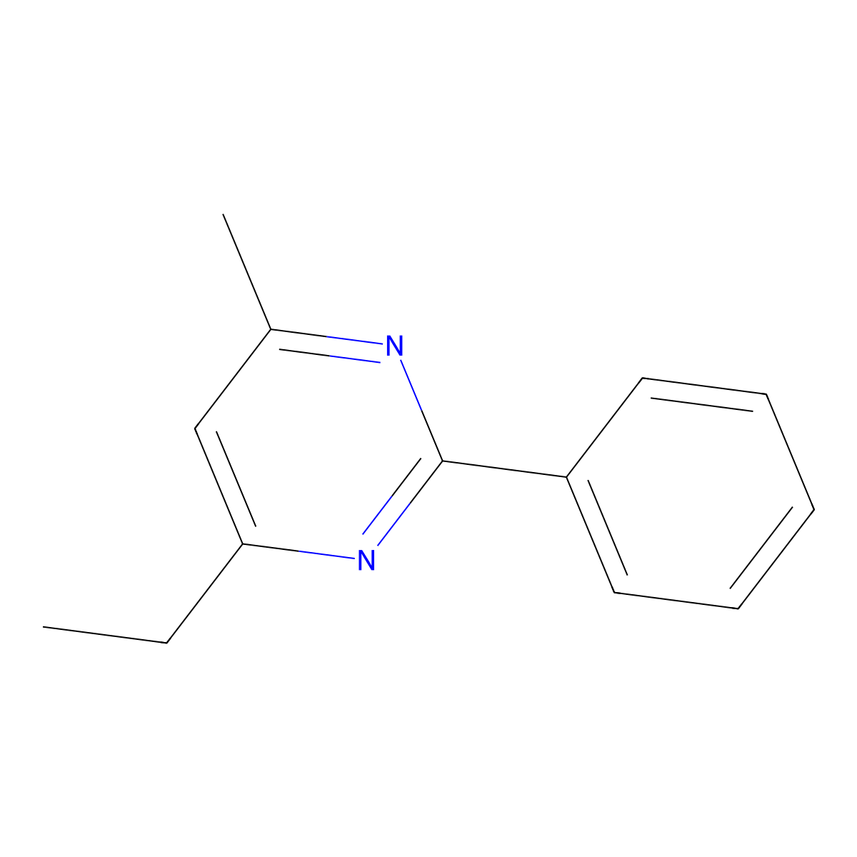 4-Ethyl-6-methyl-2-phenylpyrimidine molecular structure, CAS 73387-61-8