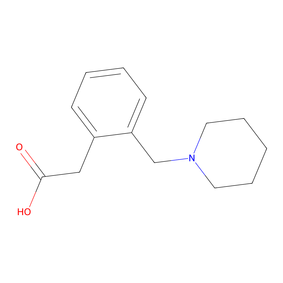 2-(2-(Piperidin-1-ylmethyl)phenyl)acetic acid molecular structure, CAS 73389-77-2