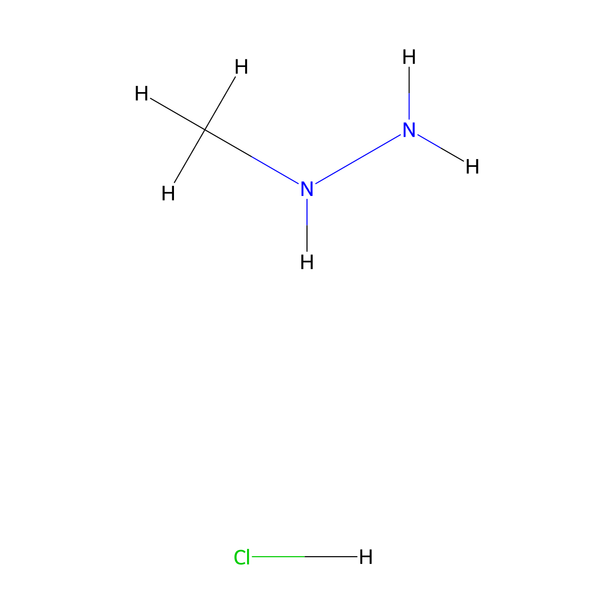 Methylhydrazine hydrochloride molecular structure, CAS 7339-53-9
