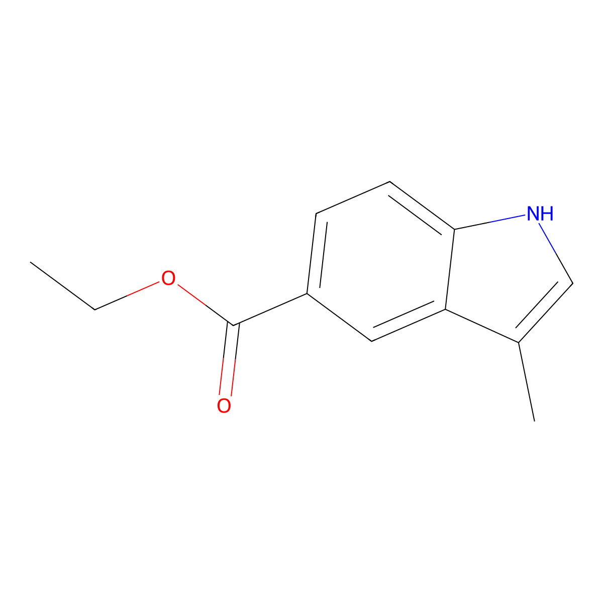 Ethyl 3-methyl-1H-indole-5-carboxylate molecular structure, CAS 73396-90-4