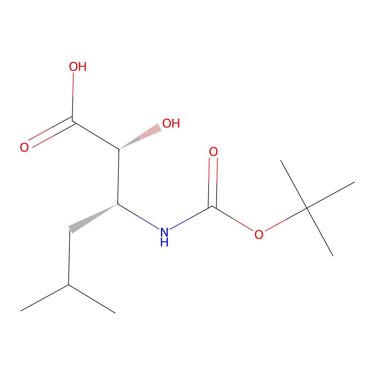 (2R,3R)-3-(((1,1-Dimethylethoxy)carbonyl)amino)-2-hydroxy-5-methylhexanoic acid molecular structure, CAS 73397-26-9