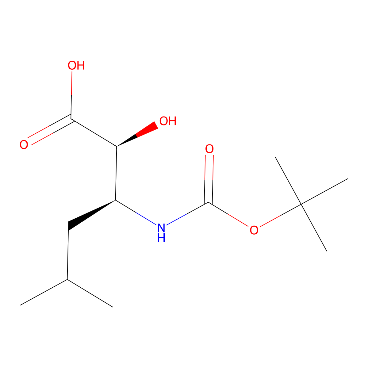N-Boc-(2S,3S)-2-hydroxy-3-amino-5-methylhexanoic acid molecular structure, CAS 73397-27-0