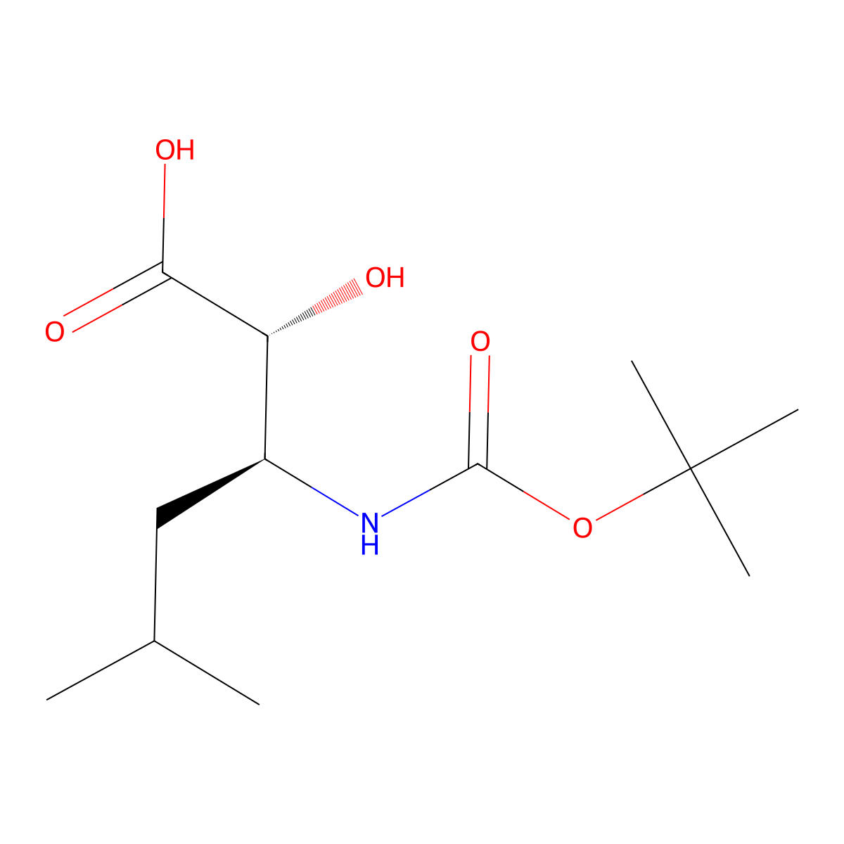 Boc-(2R,3S)-3-amino-2-hydroxy-5-methylhexanoic acid molecular structure, CAS 73397-28-1