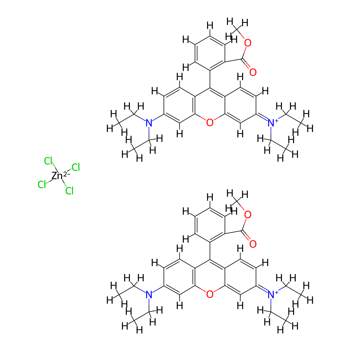 3,6-Bis(diethylamino)-9-(2-(methoxycarbonyl)phenyl)xanthylium tetrachlorozincate molecular structure, CAS 73398-89-7