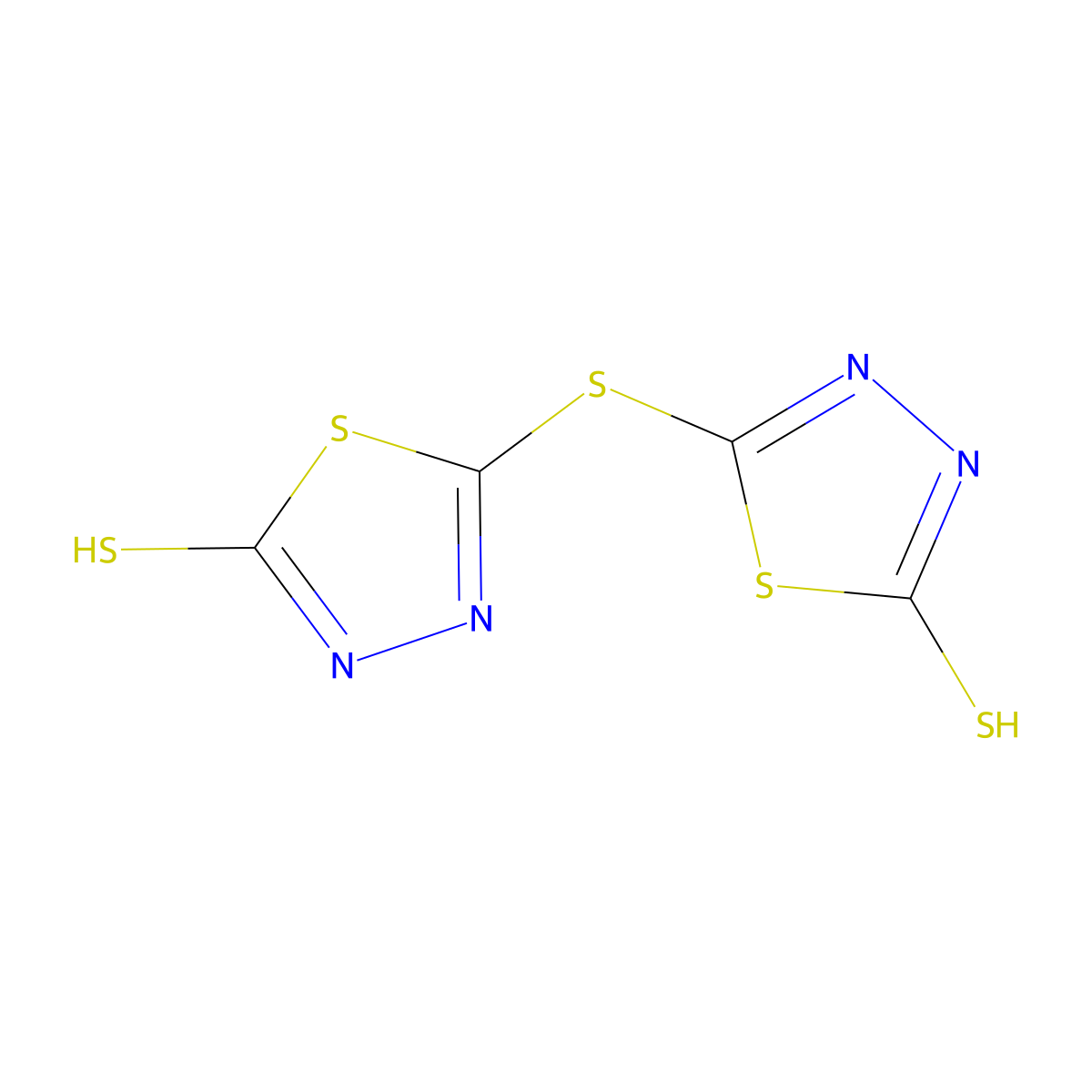 5,5'-Thiobis[1,3,4-thiadiazole-2(3H)-thione] molecular structure, CAS 7340-97-8