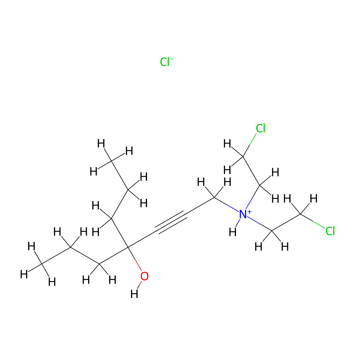 2-Heptyn-4-ol, 1-(bis(2-chloroethyl)amino)-4-propyl-, hydrochloride molecular structure, CAS 73401-49-7