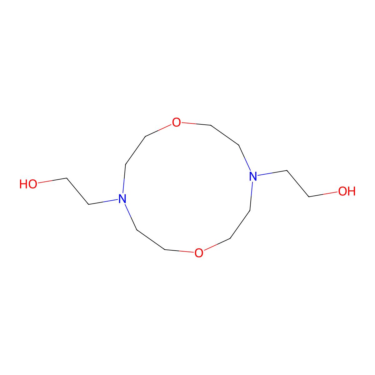 1,7-Dioxa-4,10-diazacyclododecane-4,10-diethanol molecular structure, CAS 73402-20-7