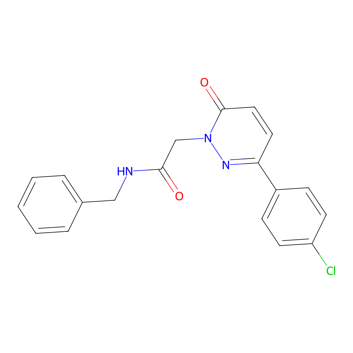 N-benzyl-2-(3-(4-chlorophenyl)-6-oxopyridazin-1(6H)-yl)acetamide molecular structure, CAS 73402-34-3