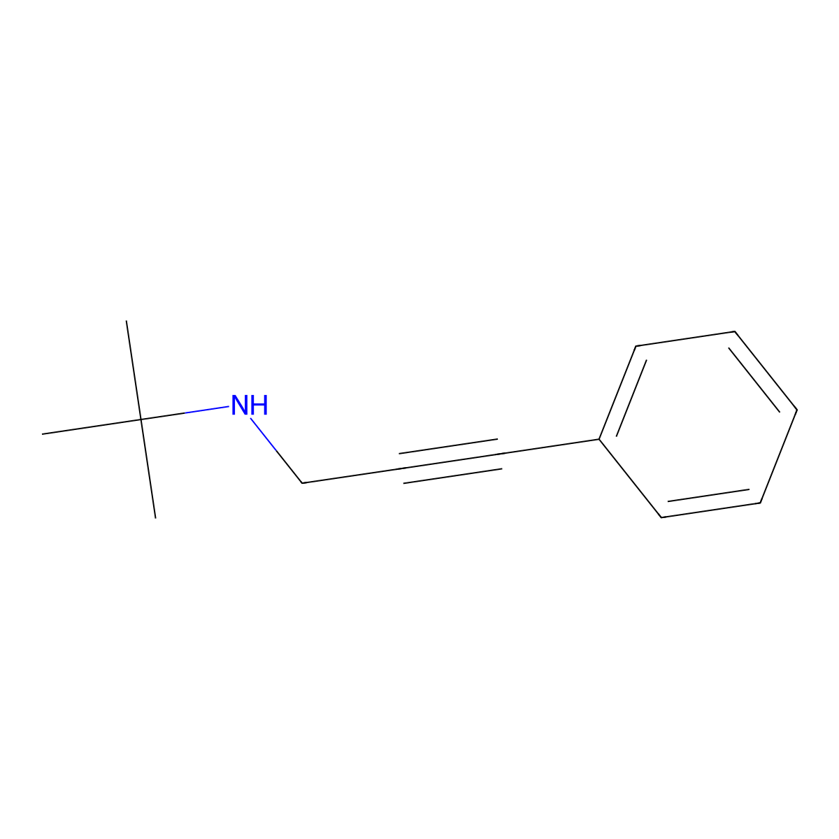 2-methyl-N-(3-phenylprop-2-ynyl)propan-2-amine molecular structure, CAS 73402-80-9