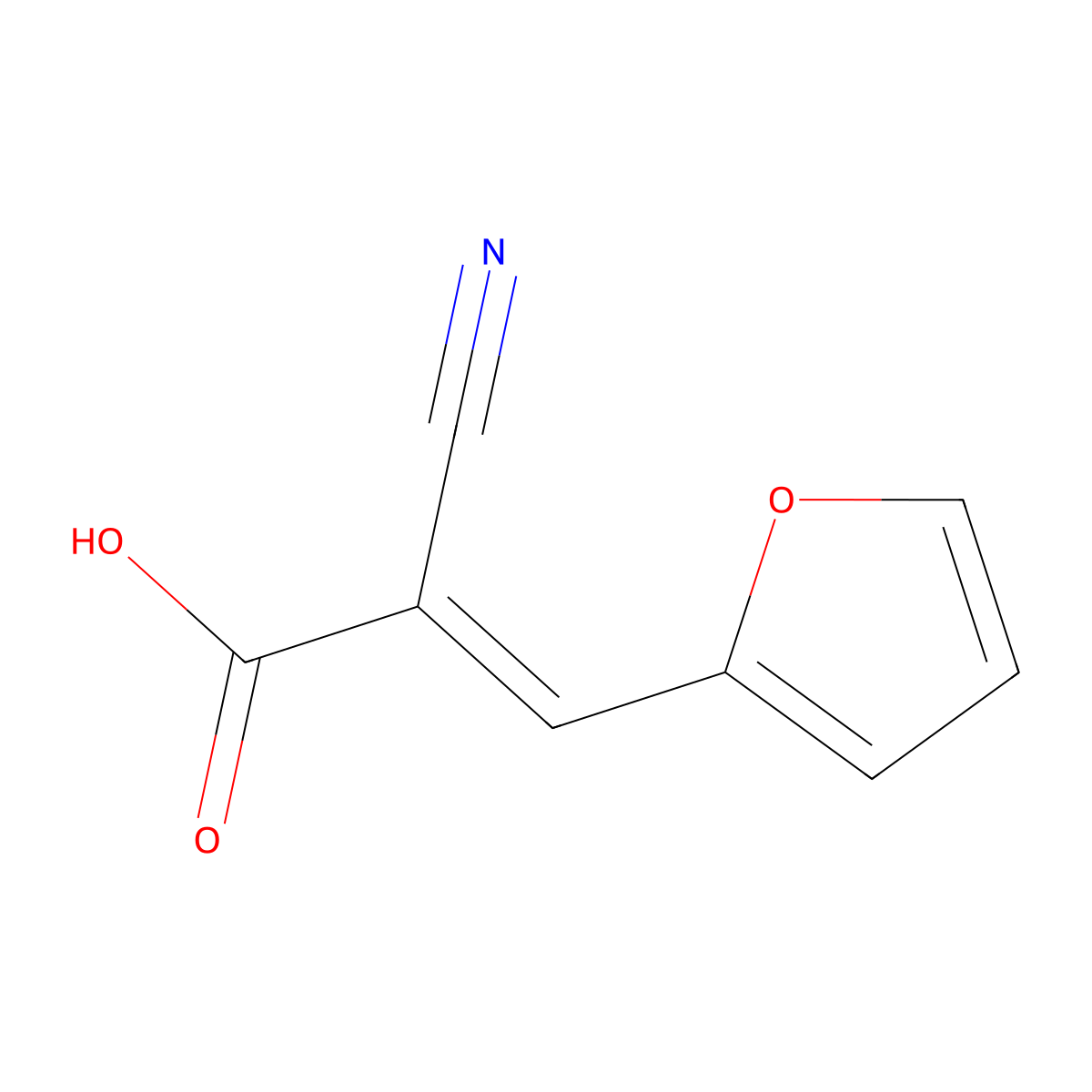 (2E)-2-cyano-3-(furan-2-yl)prop-2-enoic acid molecular structure, CAS 73403-29-9