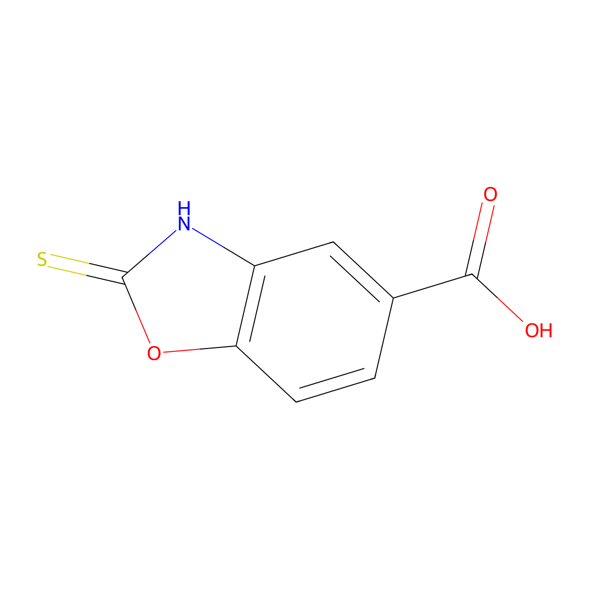 2-Mercaptobenzooxazole-5-carboxylic acid molecular structure, CAS 7341-98-2