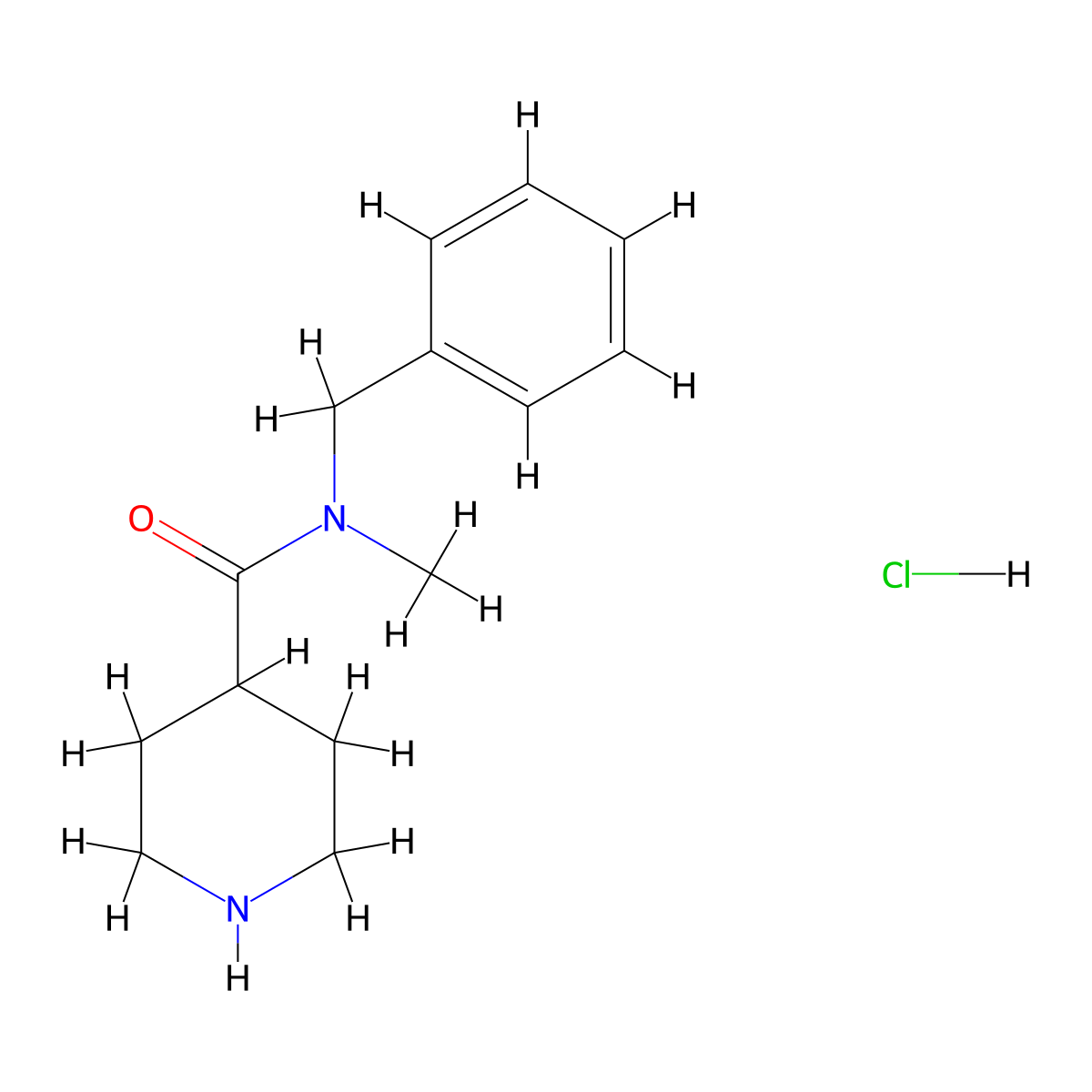 N-Benzyl-N-methyl-4-piperidinecarboxamide hydrochloride molecular structure, CAS 73415-59-5