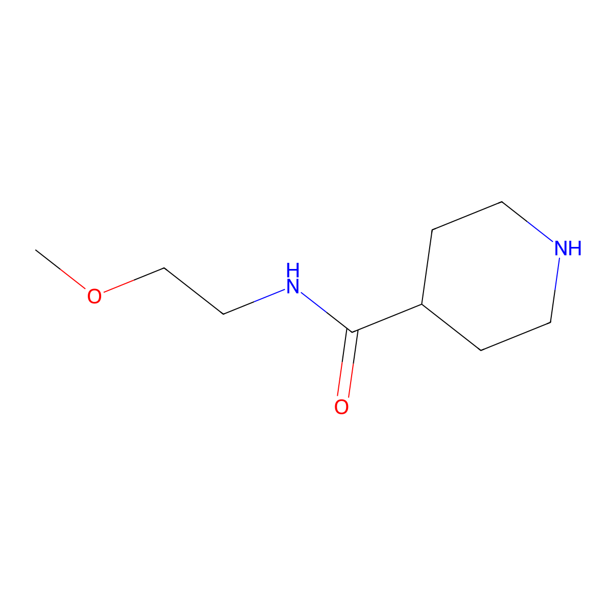 N-(2-methoxyethyl)piperidine-4-carboxamide molecular structure, CAS 73415-61-9