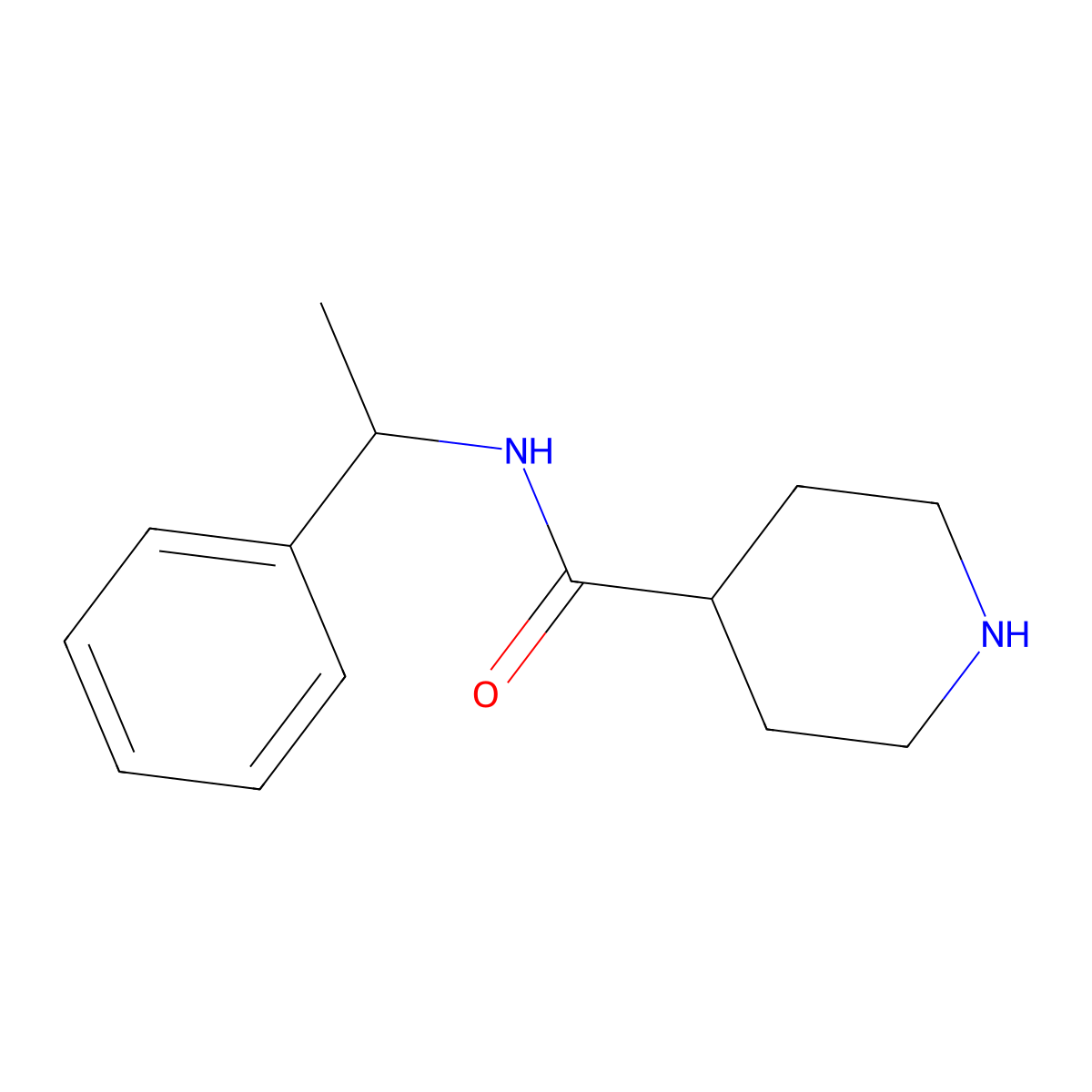N-(1-phenylethyl)piperidine-4-carboxamide molecular structure, CAS 73415-62-0