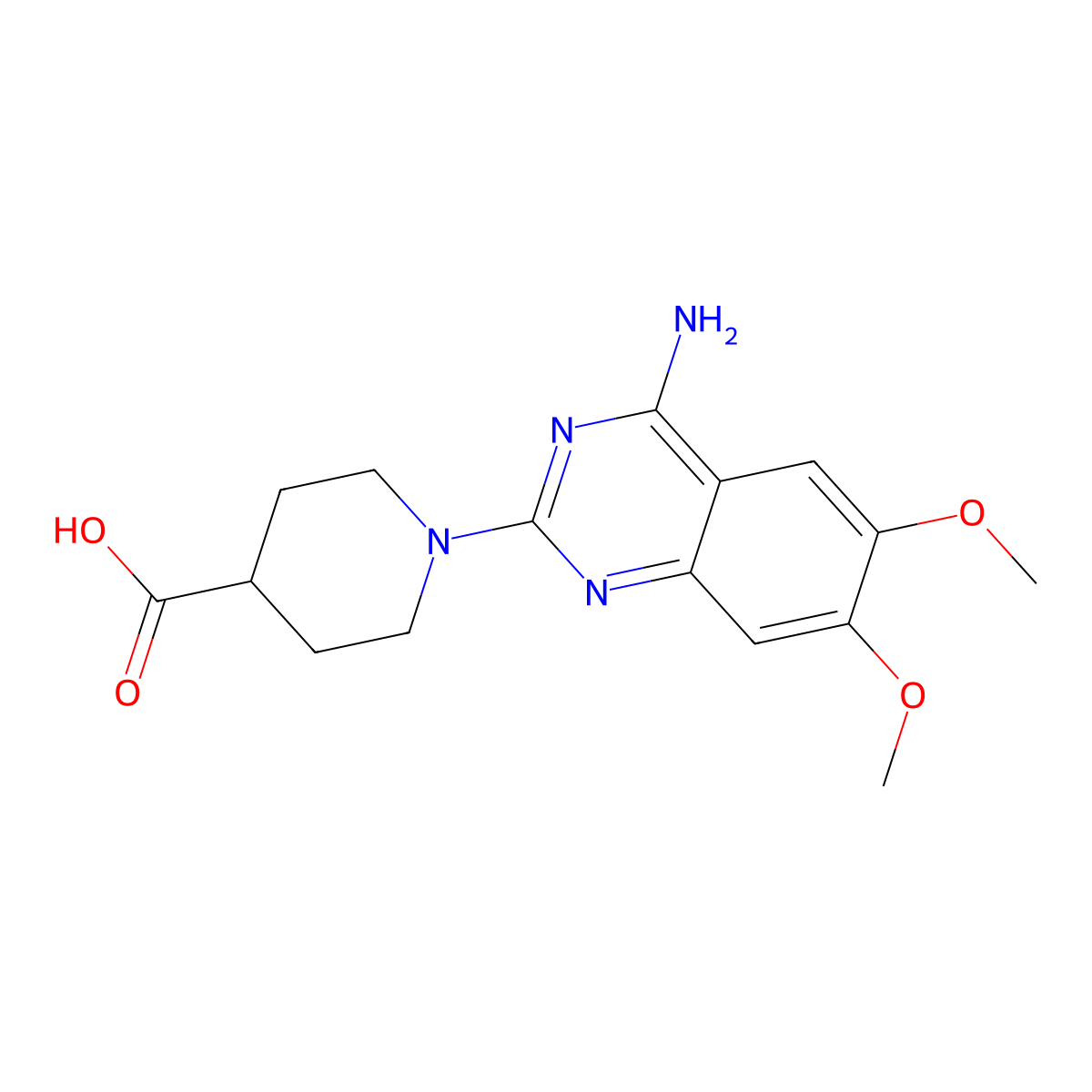 1-(4-Amino-6,7-dimethoxyquinazolin-2-yl)piperidine-4-carboxylic acid molecular structure, CAS 73415-76-6