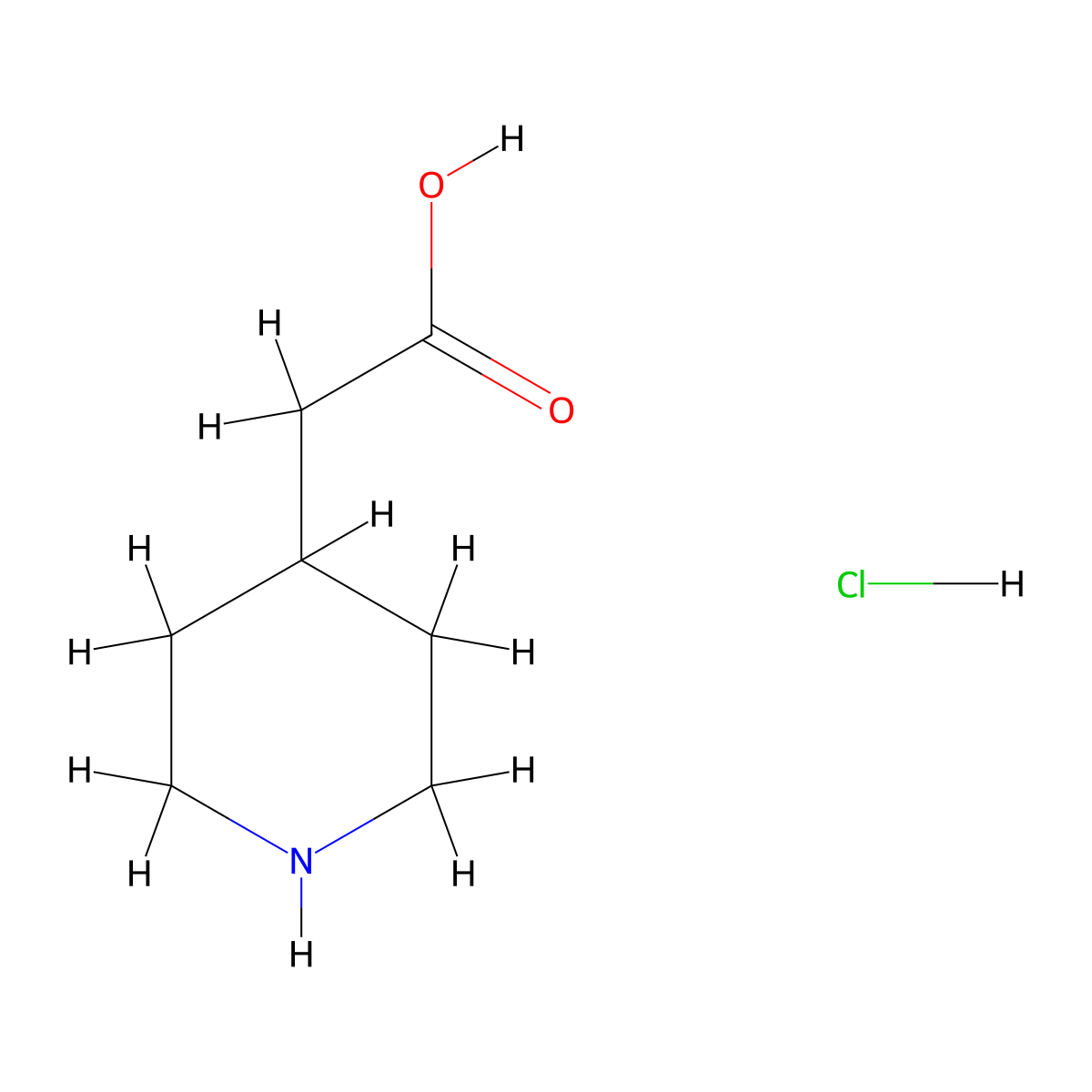 4-Piperidineacetic acid hydrochloride molecular structure, CAS 73415-84-6