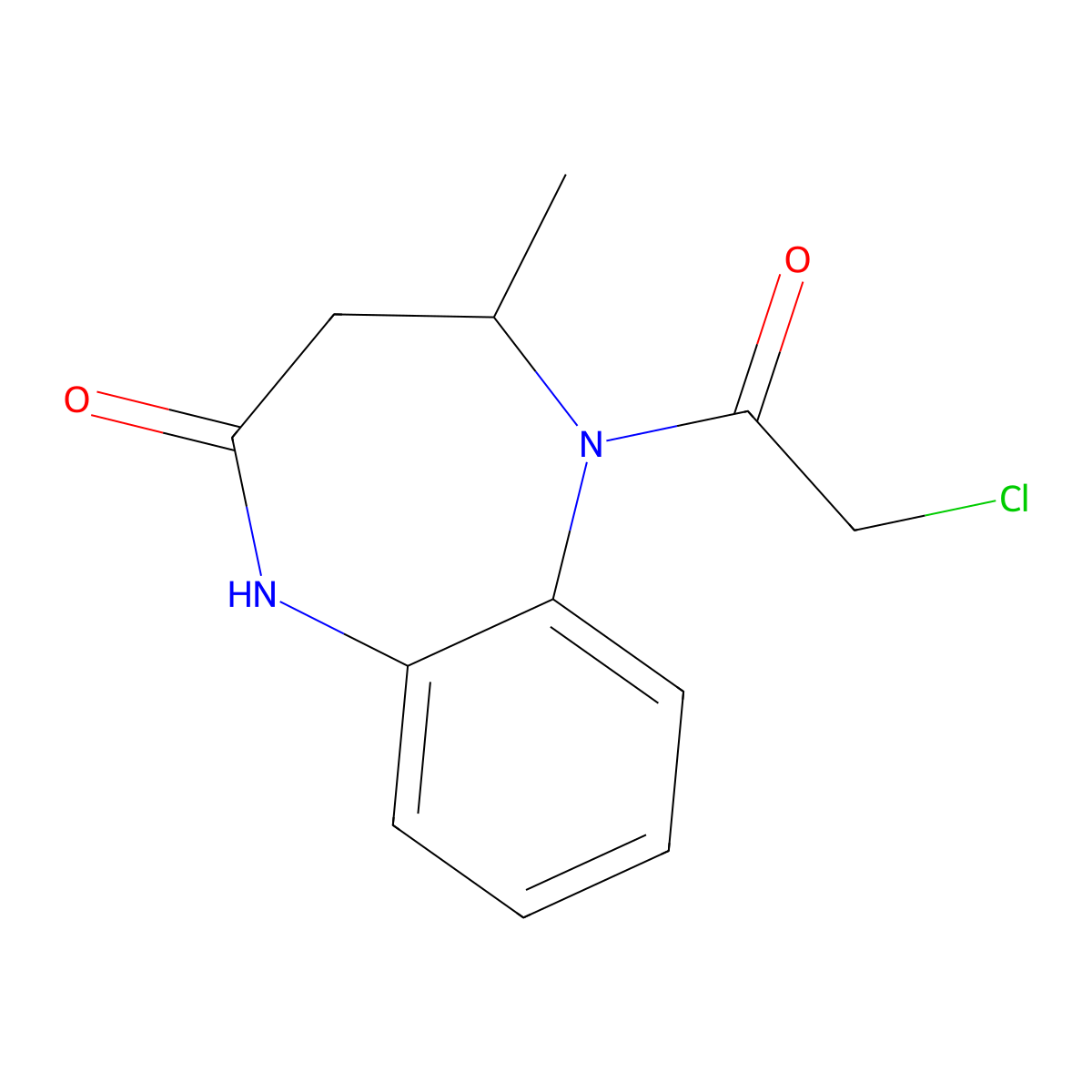 5-(2-chloroacetyl)-4-methyl-2,3,4,5-tetrahydro-1H-1,5-benzodiazepin-2-one molecular structure, CAS 73416-91-8