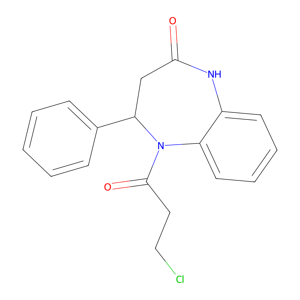 5-(3-Chloropropanoyl)-4-phenyl-1,3,4,5-tetrahydro-2H-1,5-benzodiazepin-2-one molecular structure, CAS 73416-95-2