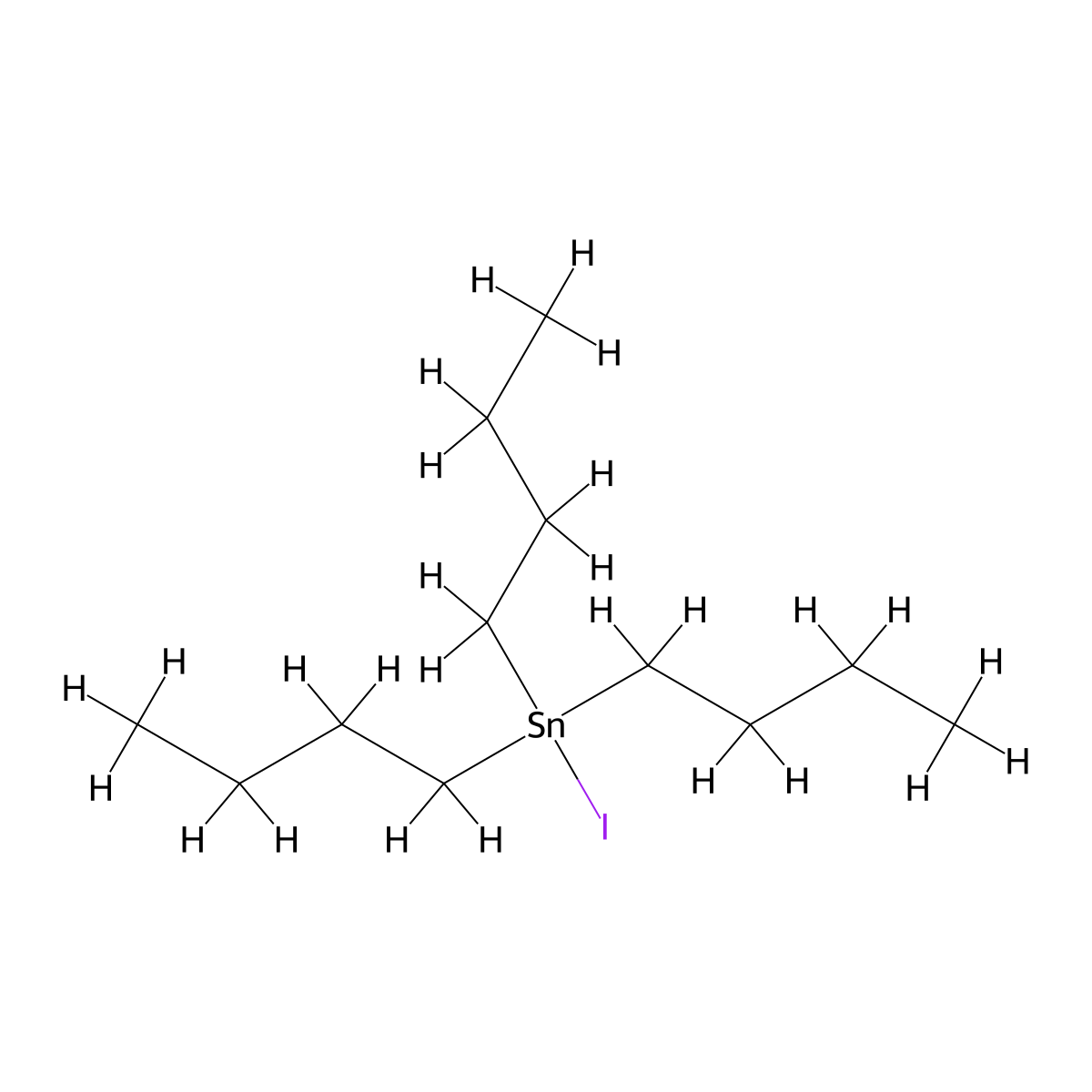 Tributyltin iodide molecular structure, CAS 7342-47-4