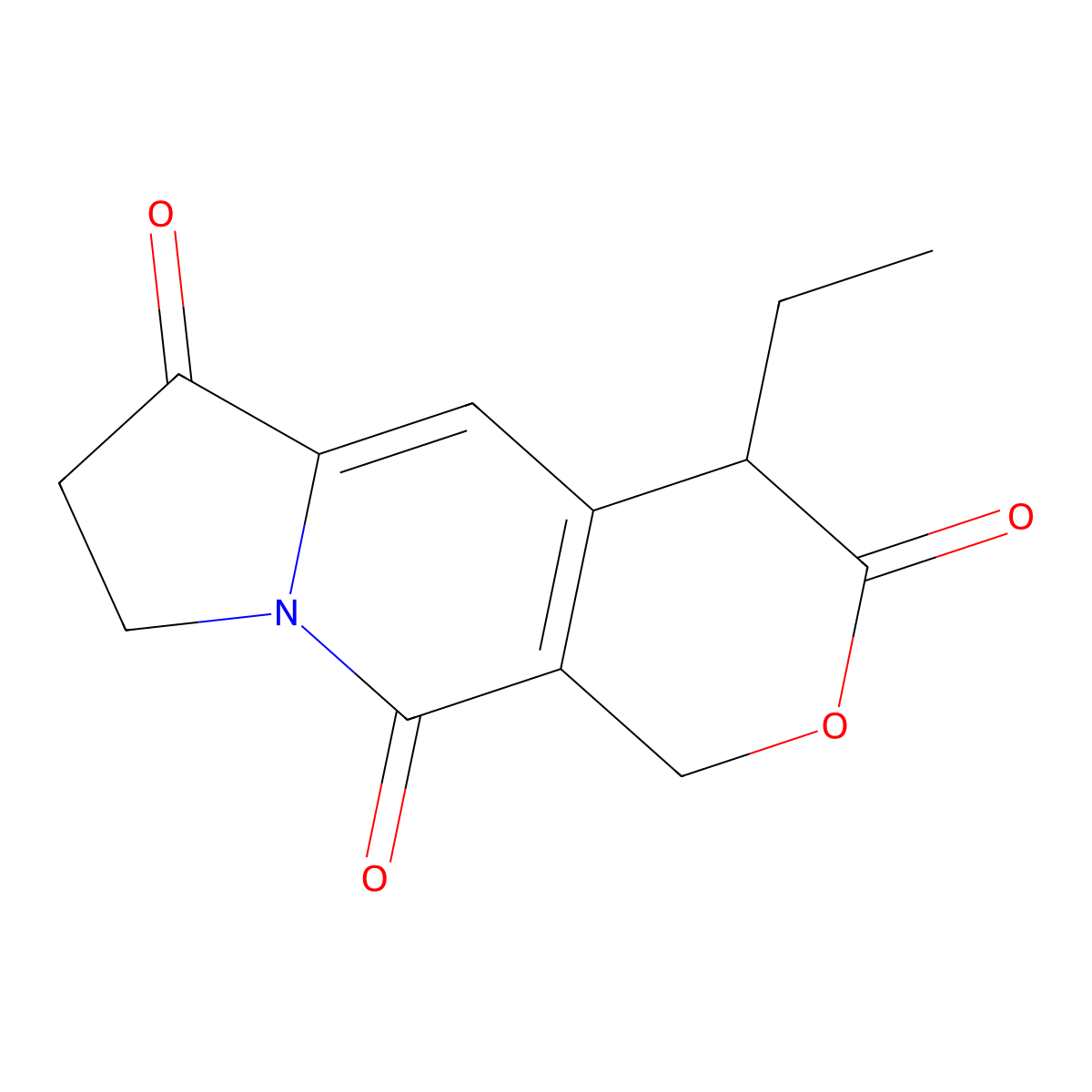 4-Ethyl-7,8-dihydro-1H-pyrano[3,4-f]indolizine-3,6,10(4H)-trione molecular structure, CAS 73428-00-9