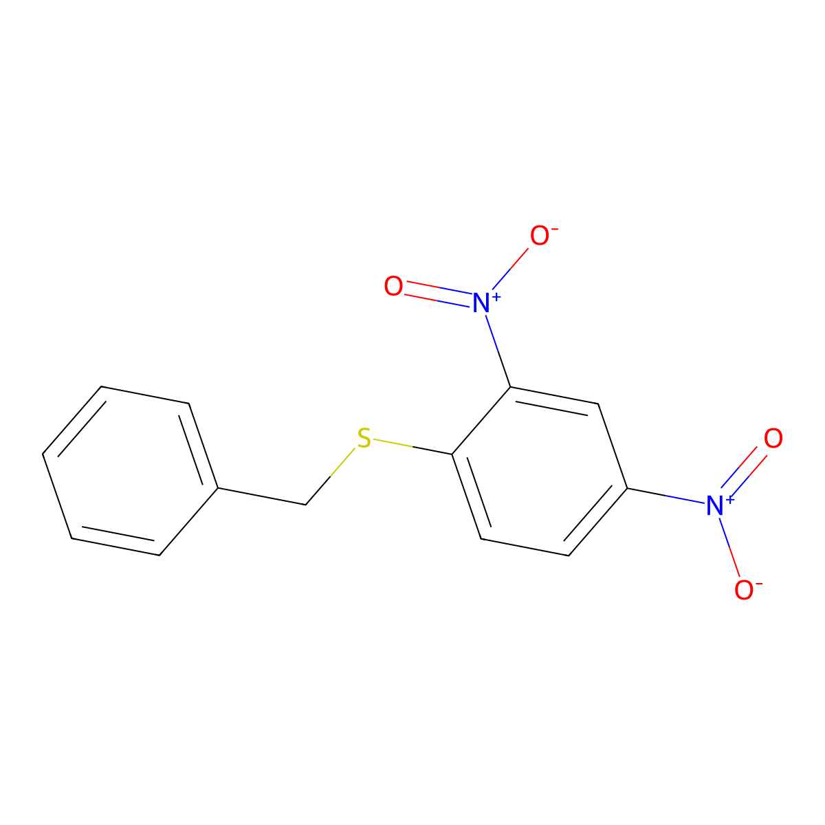 Benzene, 2,4-dinitro-1-[(phenylmethyl)thio]- molecular structure, CAS 7343-61-5