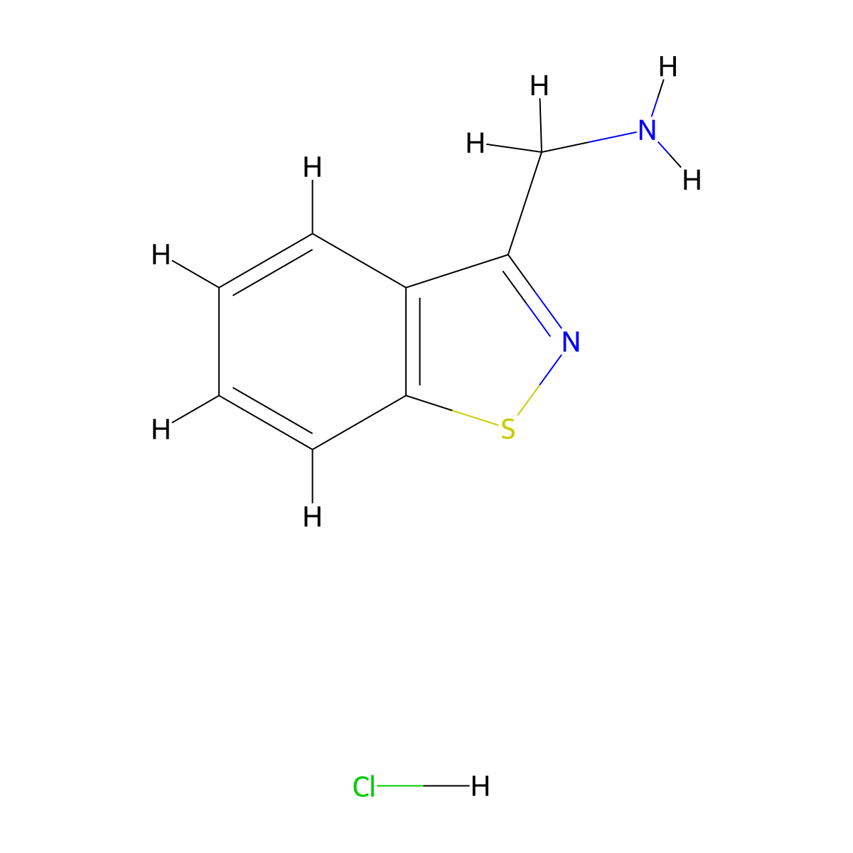 (1,2-Benzothiazol-3-yl)methanamine hydrochloride molecular structure, CAS 73437-28-2