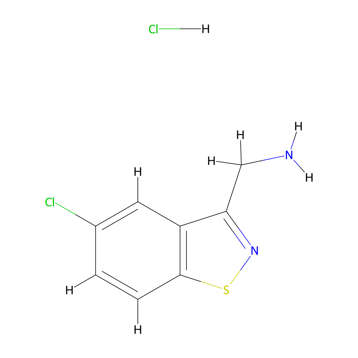 (5-Chloro-1,2-benzothiazol-3-yl)methanamine hydrochloride molecular structure, CAS 73437-35-1